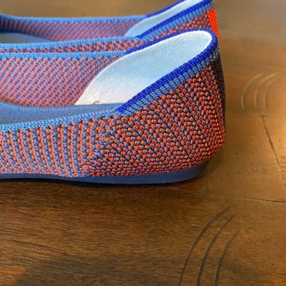 Rothy’s The Point Flat Shoes Orange Blue Striped Women's Size 5 - Picture 9 of 16